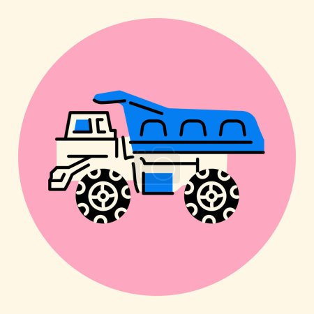 Ilustración de Niños juguete plástico volcado camión negro línea icono. - Imagen libre de derechos