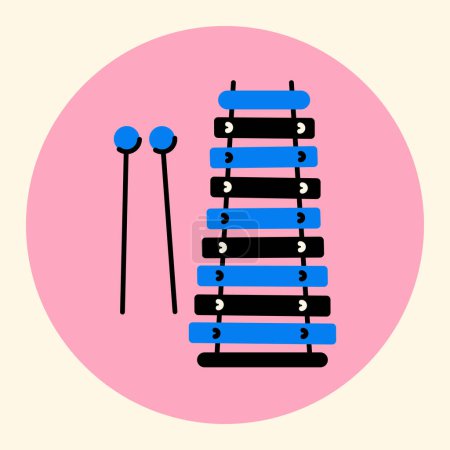 Illustration for Toy kids xylophone black line icon. - Royalty Free Image