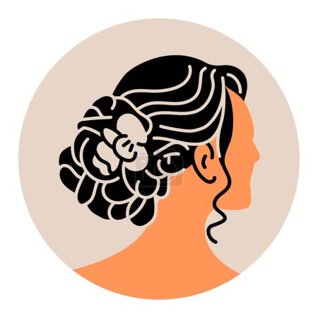 Illustration for Wedding hairstyle black line icon. The Morning of the bride. - Royalty Free Image