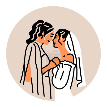 Téléchargez les illustrations : Lesbienne couple noir ligne icône. - en licence libre de droit