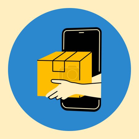 Illustration for Online delivery box  black line icon. Pictogram for web page - Royalty Free Image