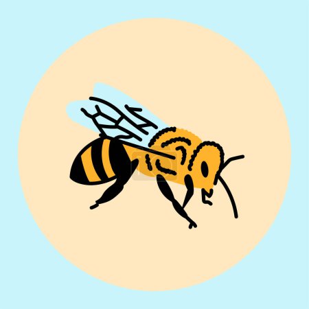 Ilustración de Icono de línea negra de abeja. Animales de granja. - Imagen libre de derechos