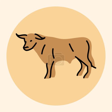 Illustration for Bull black line icon. Farm animals. - Royalty Free Image