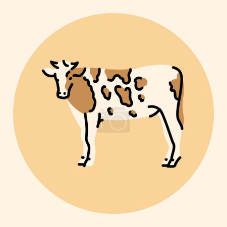 Ilustración de Icono de línea negra de vaca. Animales de granja. - Imagen libre de derechos