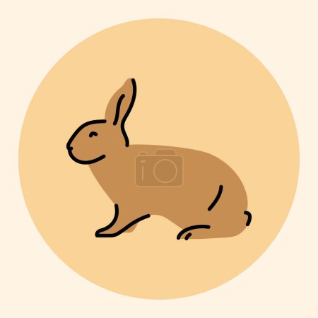 Ilustración de Icono de línea negra de conejo. Animales de granja. - Imagen libre de derechos