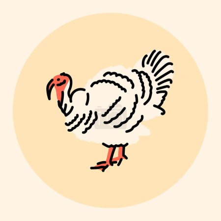 Illustration for Turkey black line icon. Farm animals. - Royalty Free Image