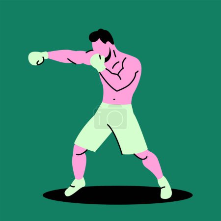 Téléchargez les illustrations : Concept de couleur du joueur de boxe. - en licence libre de droit
