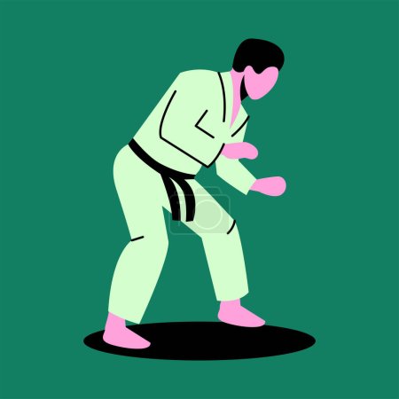 Ilustración de Jiu-jitsu jugador concepto de color. - Imagen libre de derechos