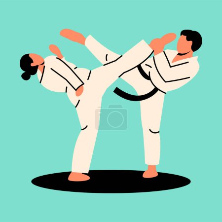 Ilustración de Taekwondo jugadores concepto de color. - Imagen libre de derechos