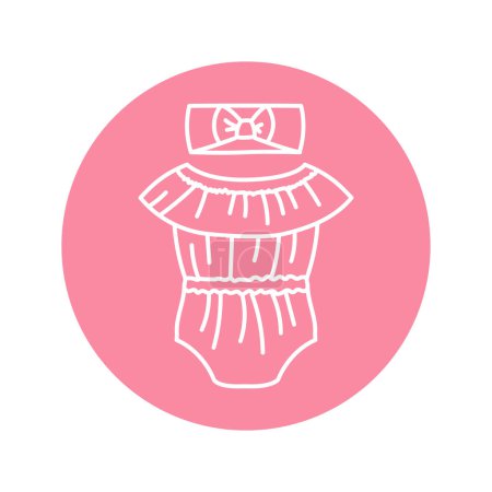 Illustration for Girl bodysuit black line icon. - Royalty Free Image