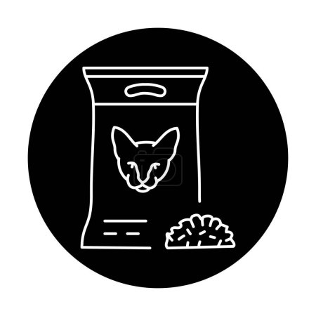Ilustración de Icono de línea negra de arena de gato. - Imagen libre de derechos