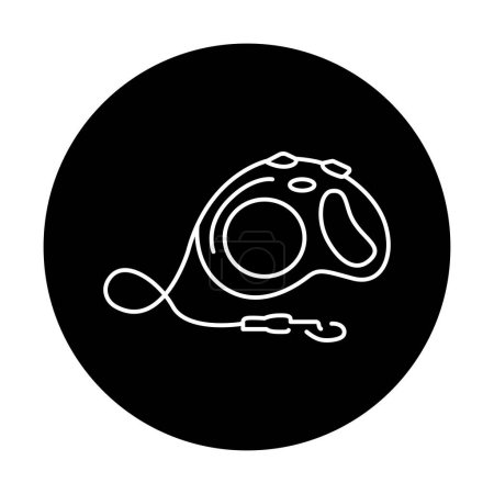 Illustration for Leash tape measure for dogs black line icon. - Royalty Free Image