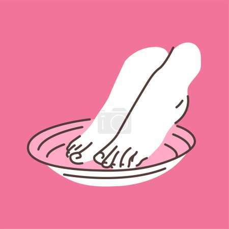 Téléchargez les illustrations : Pedicure spa pieds féminins illustration de ligne de couleur - en licence libre de droit