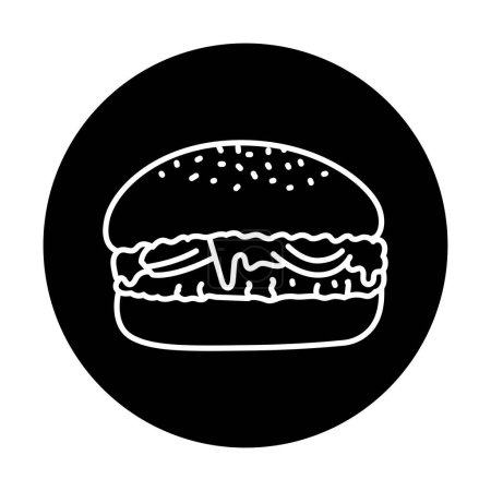 Téléchargez les illustrations : Icône de ligne noire Burger. - en licence libre de droit
