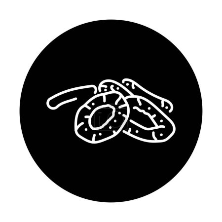 Ilustración de Anillos de calamar línea negra icono. - Imagen libre de derechos