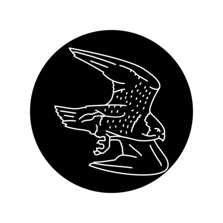Téléchargez les illustrations : Falcon oiseau ligne noire icône. - en licence libre de droit