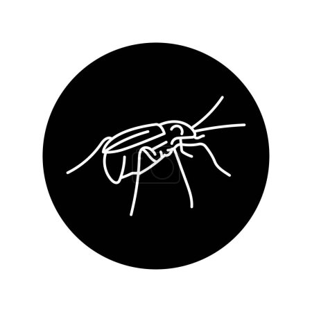 Ilustración de Bombardero escarabajo línea negra icono. - Imagen libre de derechos