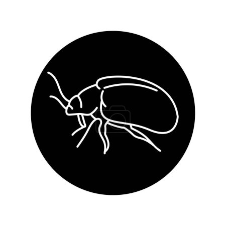 Téléchargez les illustrations : Icône de ligne noire de scarabée des feuilles. - en licence libre de droit