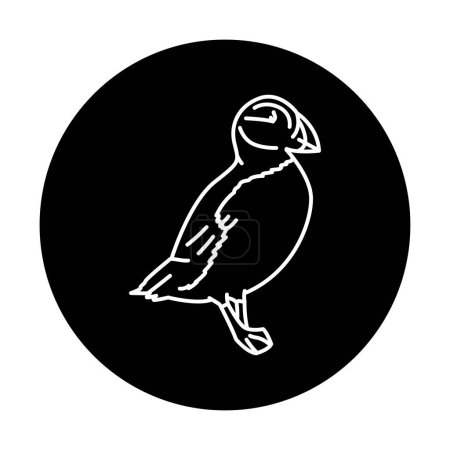 Téléchargez les illustrations : Oiseau macareux icône ligne noire. - en licence libre de droit