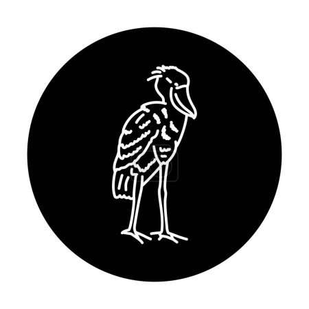 Whale-headed bird black line icon.