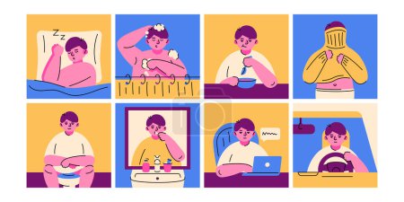 Illustration for Everyday routine color concepts - Royalty Free Image
