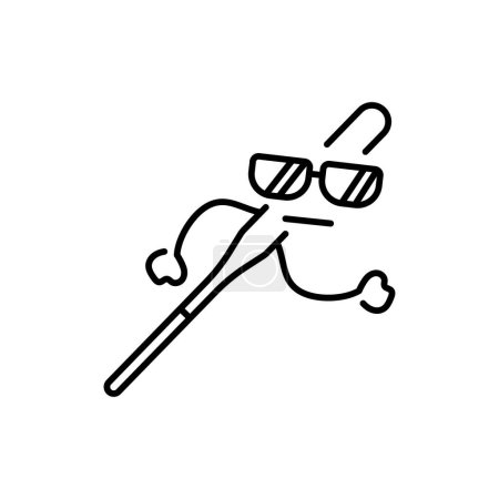 Illustration for Funny cute happy softball bat black line icon. - Royalty Free Image