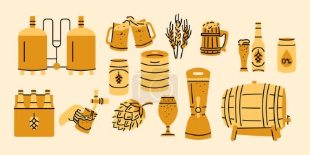 Illustration for Beer and brewing colorful icons.  Brewery concept. - Royalty Free Image