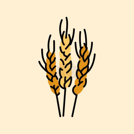 Ilustración de Orejas de trigo línea negra icono. - Imagen libre de derechos