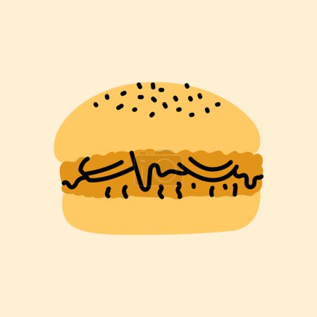 Ilustración de Burger icono de línea negra. - Imagen libre de derechos