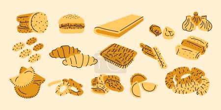 Illustration for Semi-finished products colorful icons. - Royalty Free Image