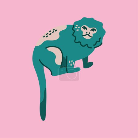 Téléchargez les illustrations : Pygmée dessinée à la main concept de couleur de singe marmoset. Caractère des enfants. - en licence libre de droit
