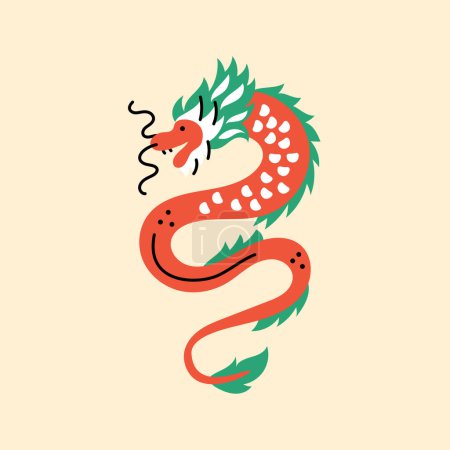 Illustration for Chinese asian dragon color concept. Dragon for tattoo design. - Royalty Free Image