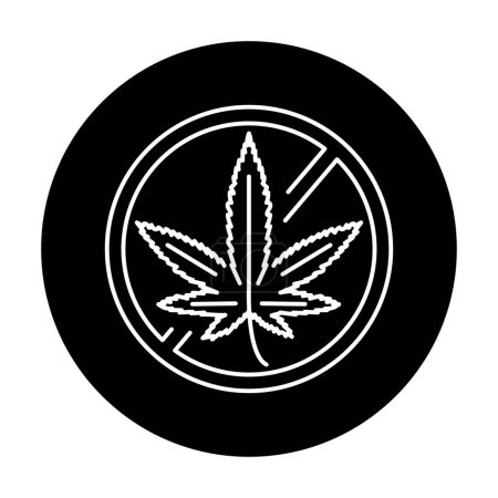 Ilustración de Icono de línea negra de marihuana de hoja prohibida. Adicción a los narcóticos. - Imagen libre de derechos