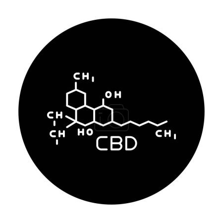 Illustration for CBD hemp drug molecule black line icon. Cannabidiol. - Royalty Free Image