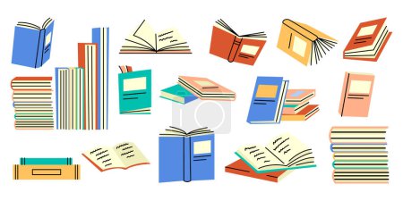 Illustration for Books and reading color concept. Textbooks for academic studies. - Royalty Free Image