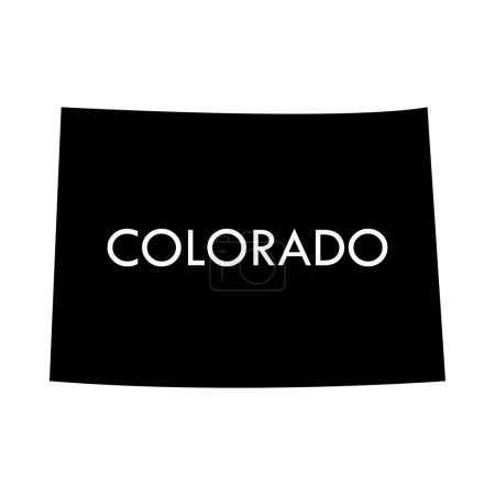 Téléchargez les illustrations : Colorado un élément noir d'état américain isolé sur fond blanc. - en licence libre de droit