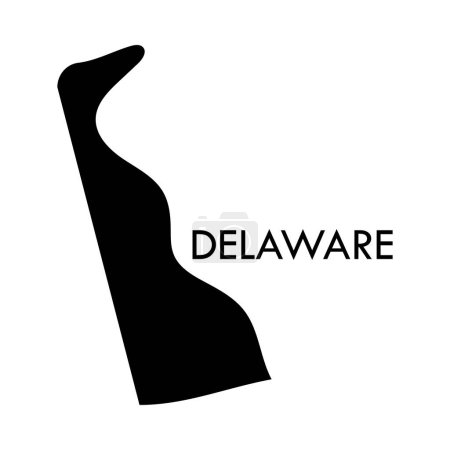 Ilustración de Delaware un elemento negro del estado de Estados Unidos aislado sobre fondo blanco. - Imagen libre de derechos