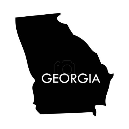 Ilustración de Georgia un elemento negro del estado de Estados Unidos aislado sobre fondo blanco. - Imagen libre de derechos