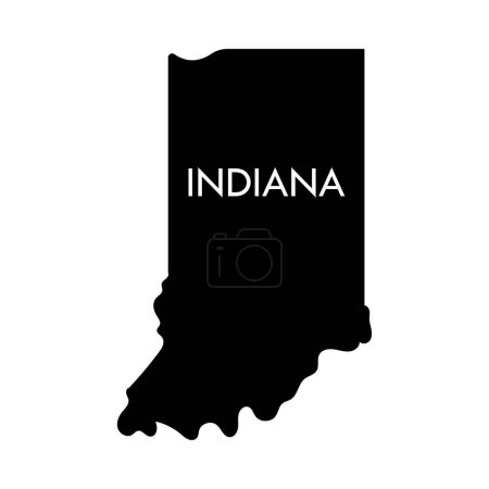 Téléchargez les illustrations : Indiana un élément noir d'état américain isolé sur fond blanc. - en licence libre de droit