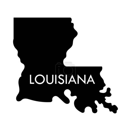 Ilustración de Louisiana un elemento negro del estado de Estados Unidos aislado sobre fondo blanco. - Imagen libre de derechos