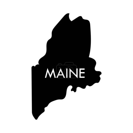 Ilustración de Maine un elemento negro del estado de Estados Unidos aislado sobre fondo blanco. - Imagen libre de derechos