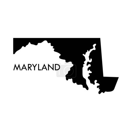 Ilustración de Maryland un elemento negro del estado de Estados Unidos aislado sobre fondo blanco. - Imagen libre de derechos