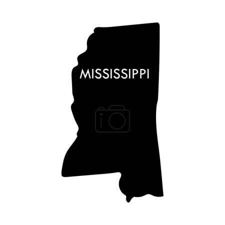 Téléchargez les illustrations : Mississippi un élément noir d'état américain isolé sur fond blanc. - en licence libre de droit