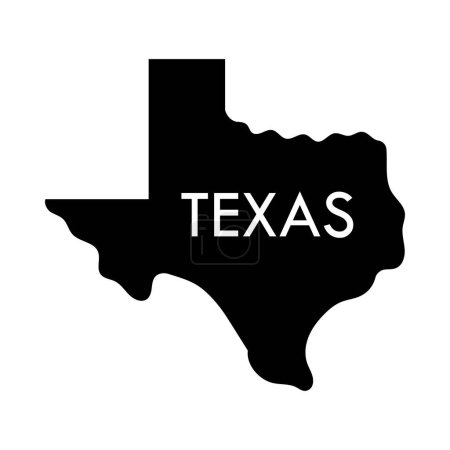 Ilustración de Texas un elemento negro del estado estadounidense aislado sobre fondo blanco. - Imagen libre de derechos