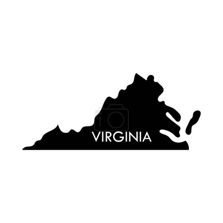 Ilustración de Virginia un estado de los Estados Unidos elemento negro aislado sobre fondo blanco. - Imagen libre de derechos