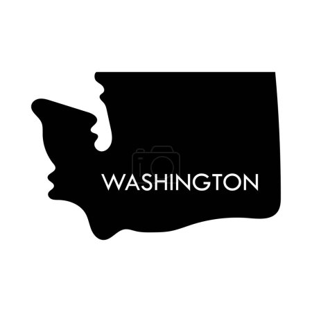 Ilustración de Washington un elemento negro del estado de Estados Unidos aislado sobre fondo blanco. - Imagen libre de derechos