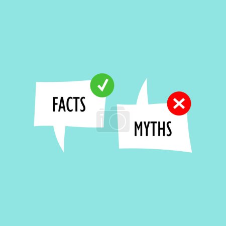 Illustration for Green check mark and red cross color element. Facts Myths vector icon. - Royalty Free Image