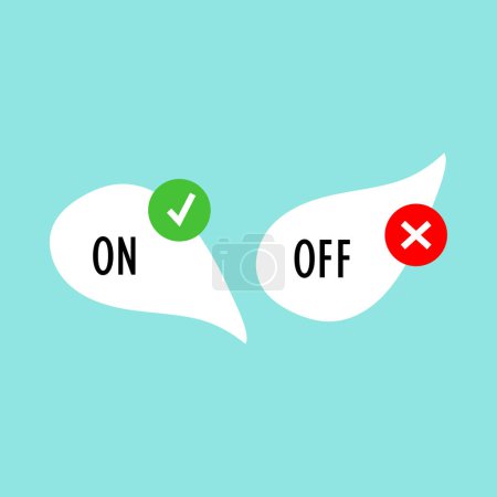Illustration for Green check mark and red cross color element. On, off vector icon. - Royalty Free Image