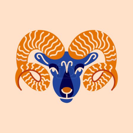 Illustration for Aries color concept icon. Zodiac sign. Astrology and horoscope. - Royalty Free Image
