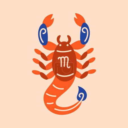 Illustration for Scorpio color concept. Zodiac sign. Astrology and horoscope. - Royalty Free Image